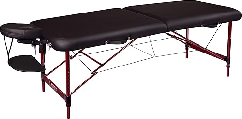 Master Massage Zephyr - Mesa de masaje portátil y ligera, mesa de tatuaje, cama de spa (negro, granate)