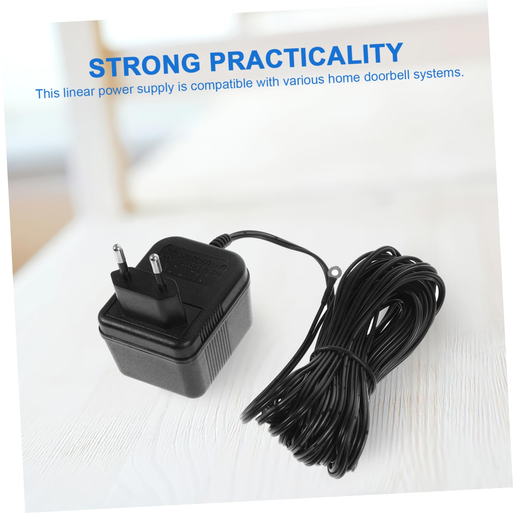 Gatuida Transformateur Sonnette 24v500mah Câble d Alimentation Long, Adaptateur Mural pour Sonnette Compatible Systèmes Vidéo, Usage Domestique, Design Élégant en Plastique Noir