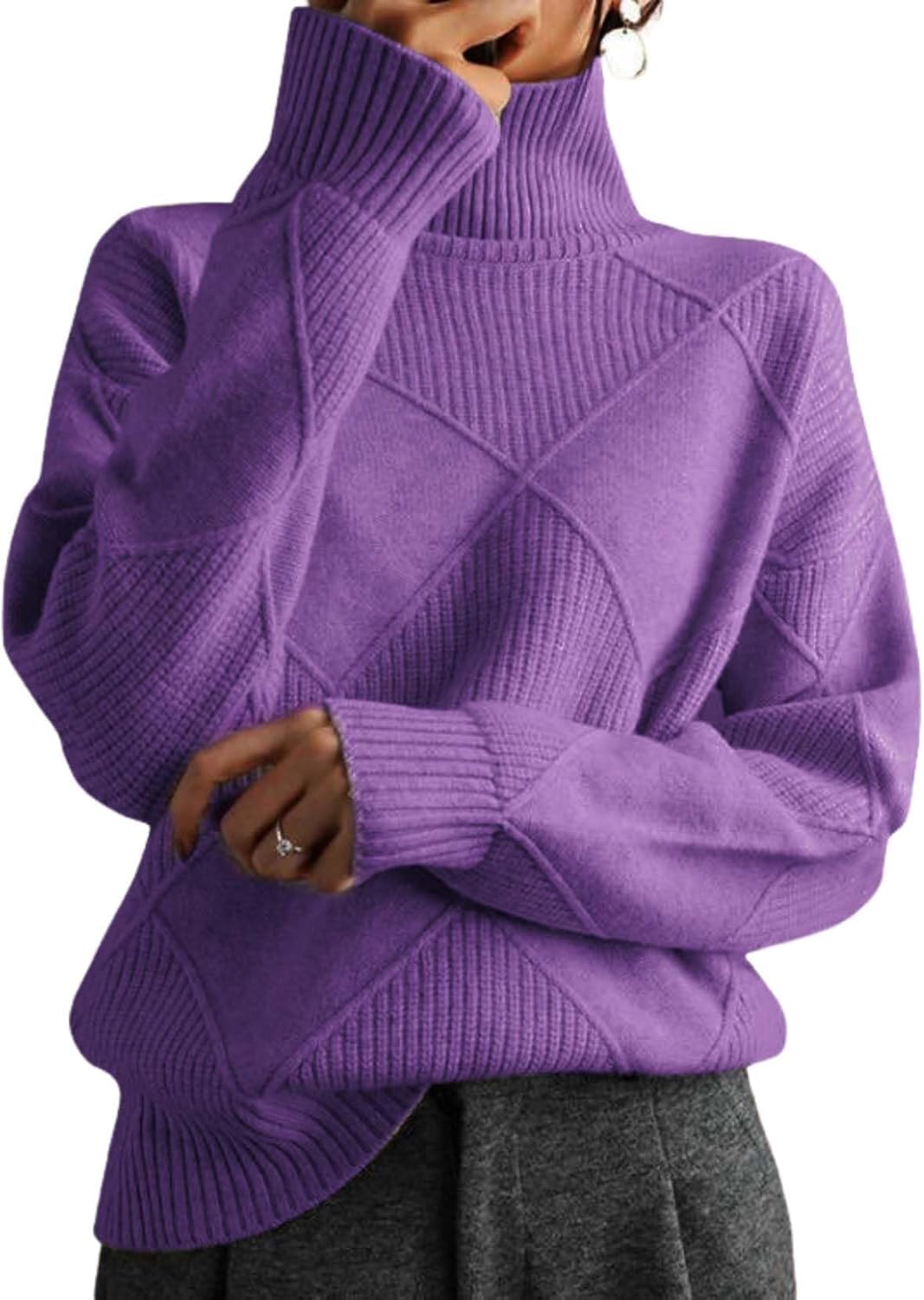 Pullover Sweaters for Women Chunky Knit Long Sleeve Fall Winter Cable Oversized Sweater Tops Plus Size Jumper Sweater