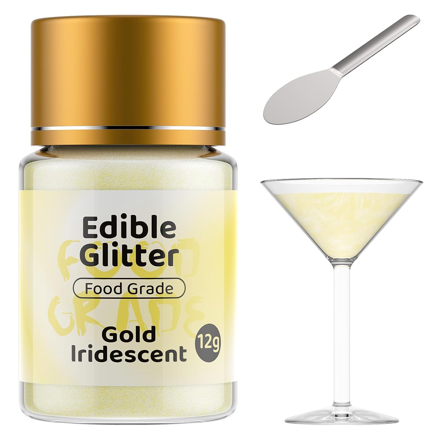 Amazon.com : Jelife Iridescent Gold Edible Glitter for Drinks Cocktails ...