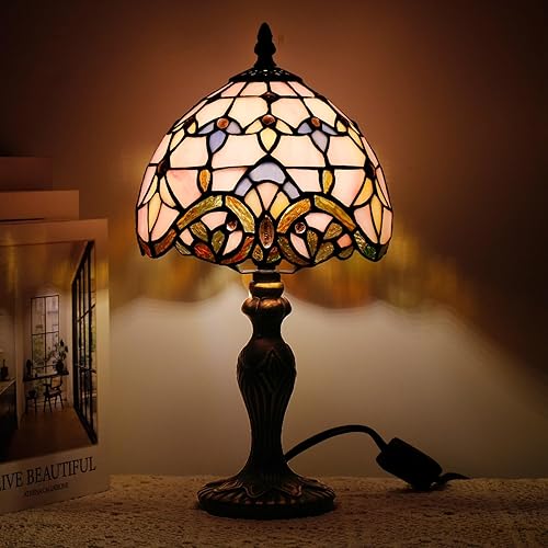 Miniatura 14 de Pequeña Lámpara Tiffany de Vidrio Emplomado, Lámpara de Mesa, Mini Luz de Acento de Escritorio para Dormitorio, Mesita de Noche, Lectura, Hogar,