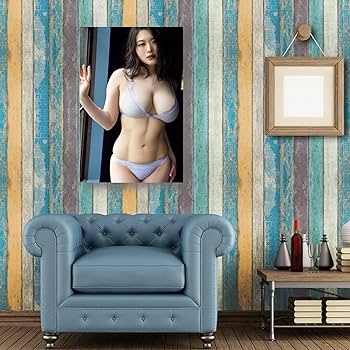 ビキニ姿の女性ポスター 河合奈保子さん】／『水着ポスター(黒ビキニ)』(59×42cm