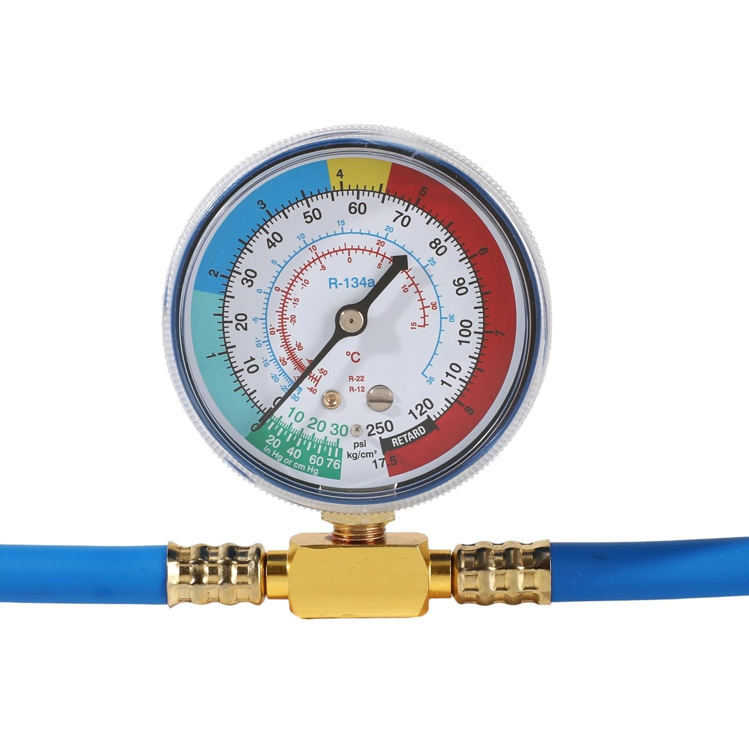 R134A AC Refrigerant Charge Hose Kit with Gauge, 51" Flexible Charging Hose with 1/2" Dispensing Valve, Low Side Quick Coupler for Car Air Conditioning Refrigerant Recharge