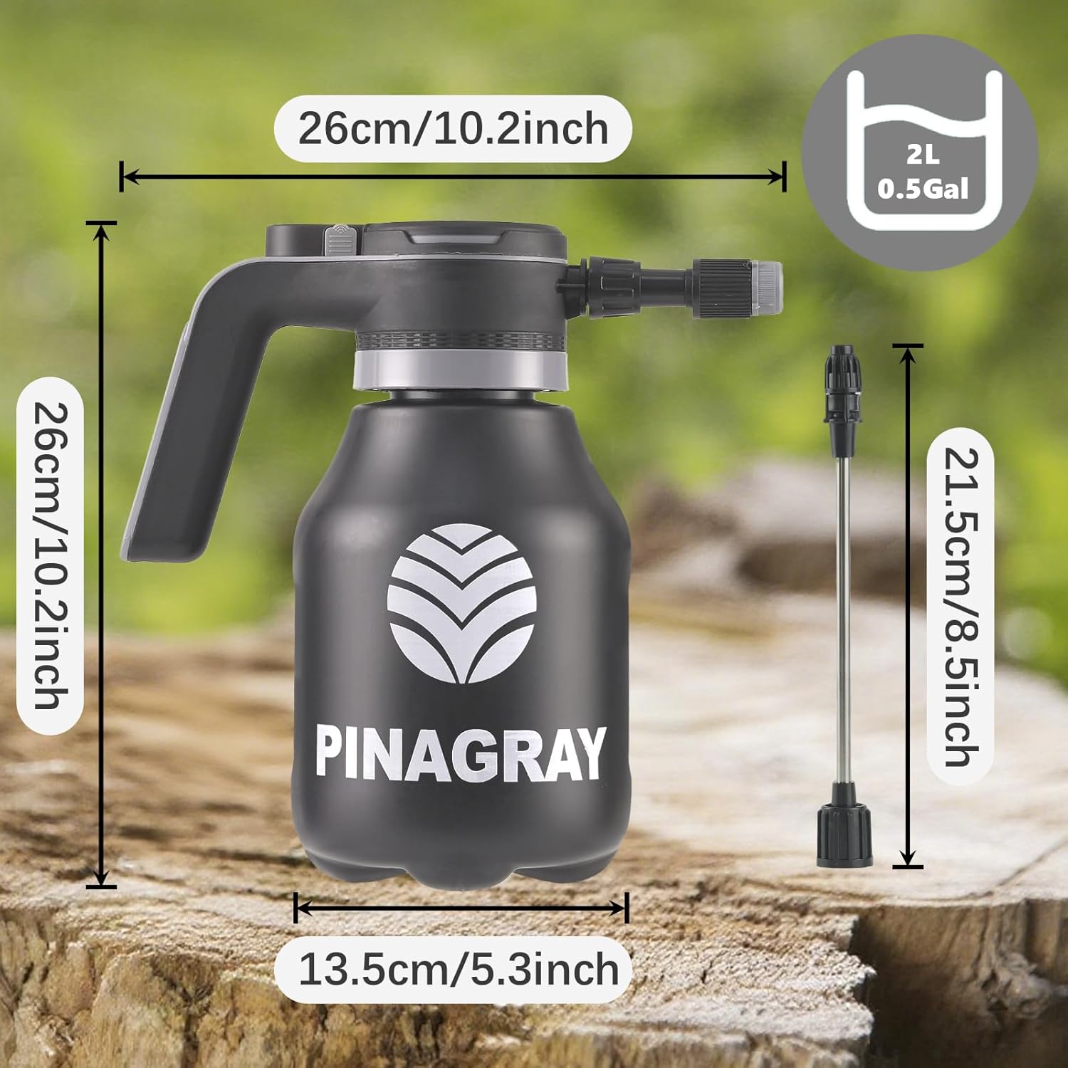 2L/0.5Gallon Electric Water Sprayer - Rechargeable Battery Powered Mister for Plants, Weeds, Cleaning & pet Cooling, Handheld Sprayer with Nozzle and Extension Wand