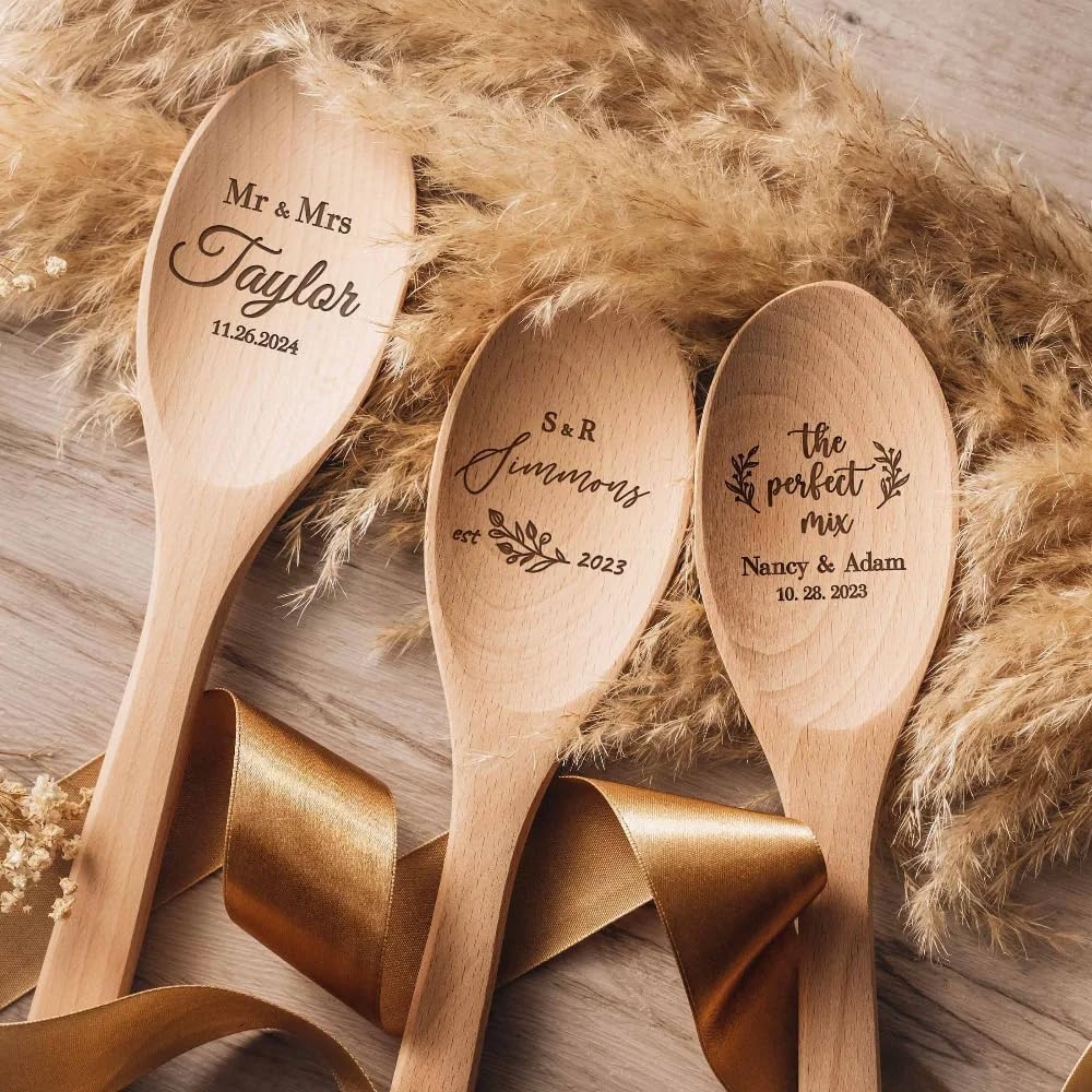 Custom Name Engraved Wooden Spoon Baker Chef Star Baking Cooking Supplies Bridal Shower Baking Birthday Christmas Housewarming (50pcs)