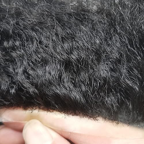Miniatura 3 de Pelucas afro Toupee de 0.236in para hombre, color negro, con ondas afro de 0.236 pulgadas, con inyección de poliuretano, sistema de repuesto,