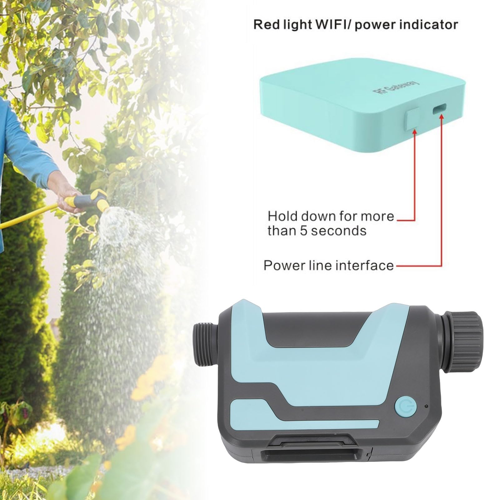 SIXRUN Inteligentny Czasownik Zraszacza, Bezprzewodowy Czasownik Wody RF WiFi z Zasięgiem 433MHz 500m dla Systemu Nawadniania Kropelkowego i Zdalnego Sterowania