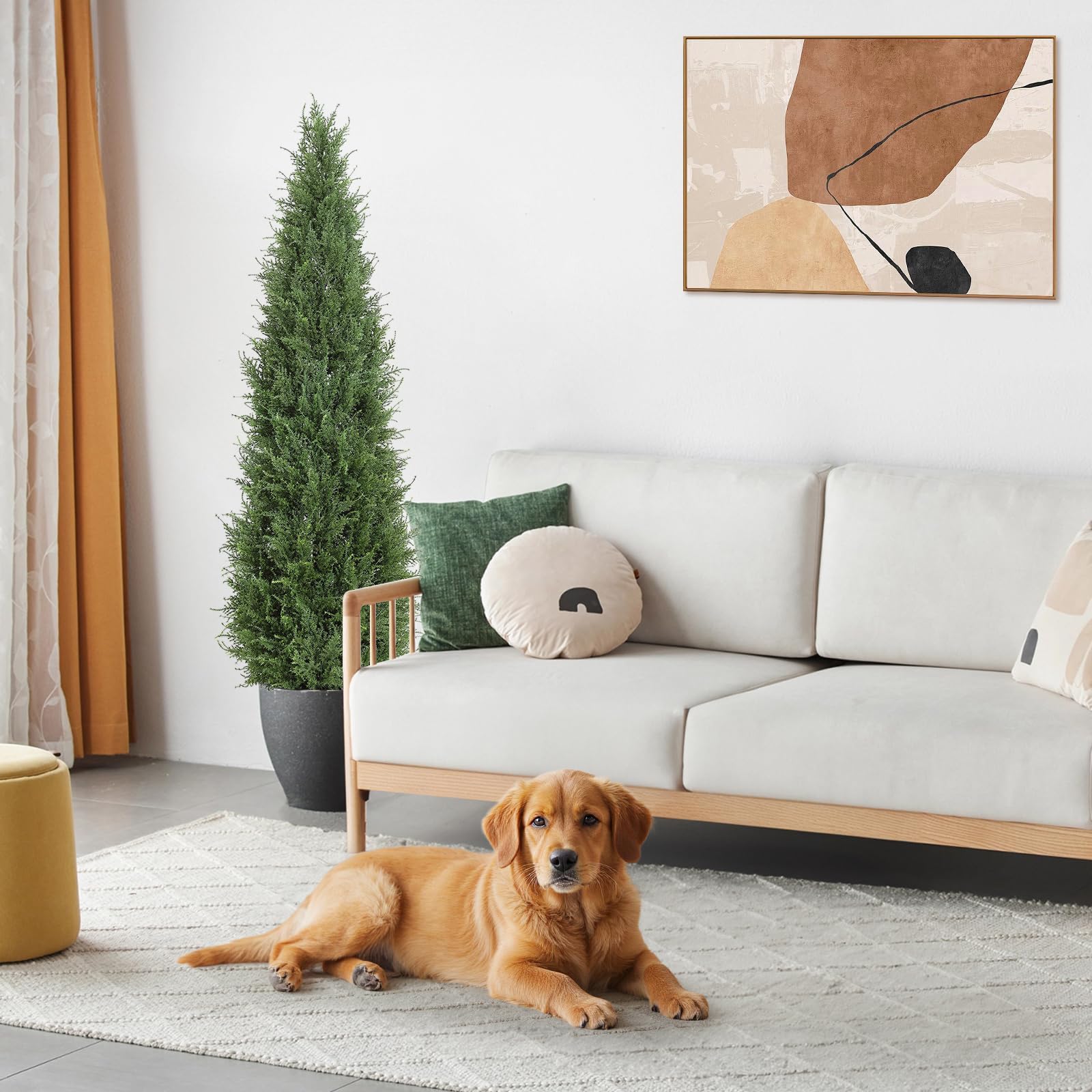 2-Pack Outdoor/Indoor Artificial Hedge Cedar Trees - UV Protected Artificial Potted Plants for Porch, Garden, Patio - Realistic Artificial Cedar Trees, Low Maintenance Decor(4FT)