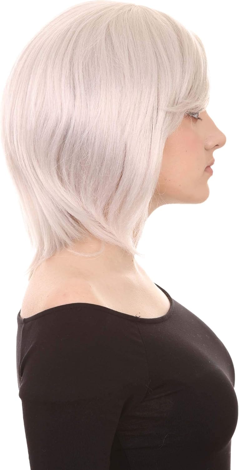 HalloweenPartyOnline HPO Adult Women's Short Grey Wig, Perfect for Cosplay, Flame-retardant Synthetic Fiber