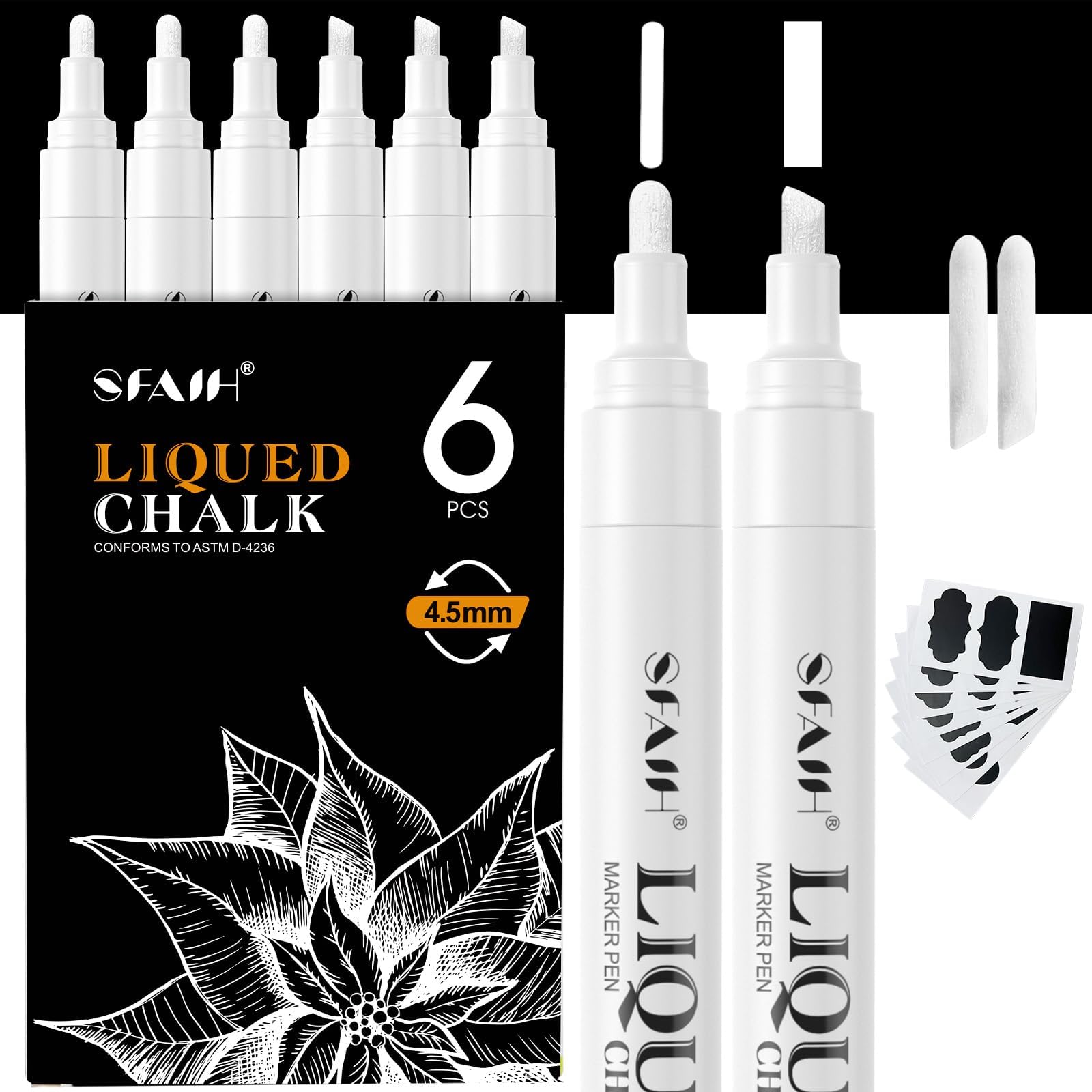 White Liquid Chalk Dry Erase Marker Pens 4 Pack