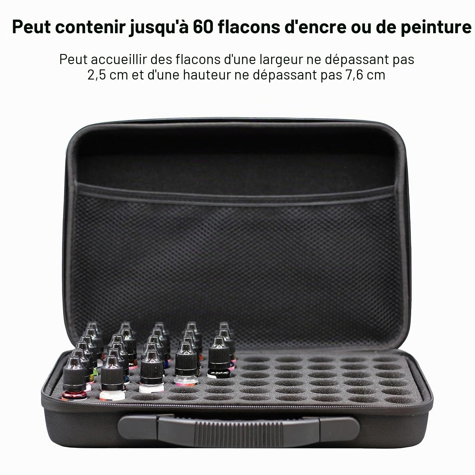 Étui de Rangement pour Encre à Alcool, étui de Transport de Peinture Pouvant Contenir 60 Bouteilles D'encre et de Peintures avec Insert en Mousse et Poche de Rangement Intérieure