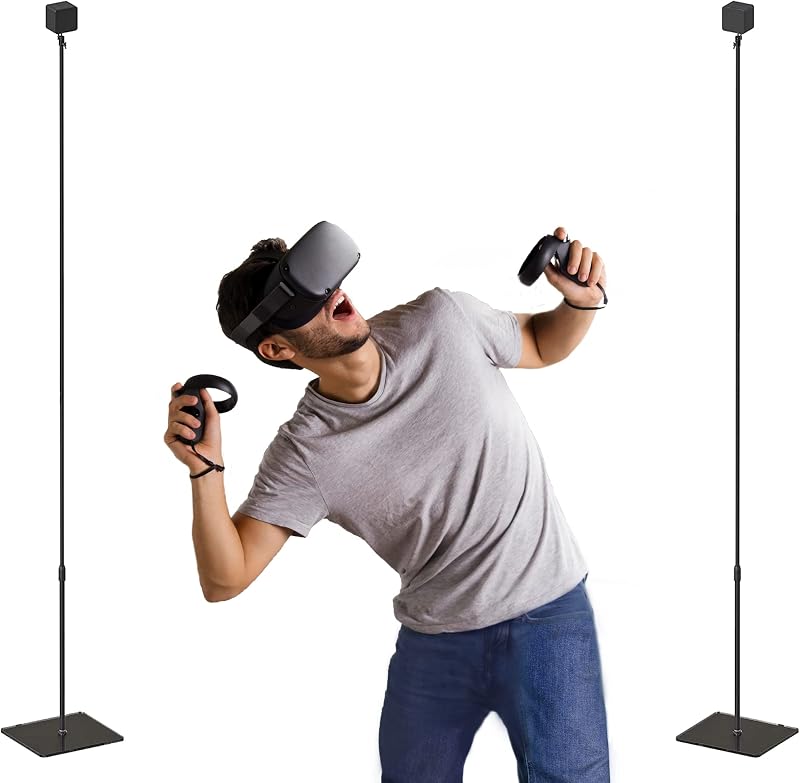 Skywin VR Stand with Glass Base, VR Sensor Stand - 2 Adjustable Stands | Compatible with SteamVR Base Station 2.0, HTC Vive Base Station & Oculus Rift Constellation Sensors - Only Stand Included