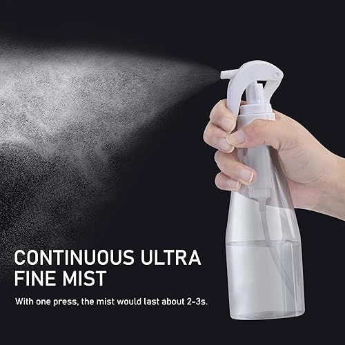 Miniatura 2 de Lusiyi Botella de spray continuo de 10 onzas para cabello, botella de spray de agua ultrafina para limpieza, plantas, mascotas (plástico, blanco,