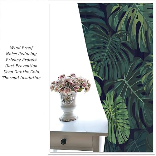 Miniatura 5 de Cortinas opacas de hojas verdes, plantas tropicales de selva, hojas, impresión artística para sala de estar, dormitorio, cocina, decoración con