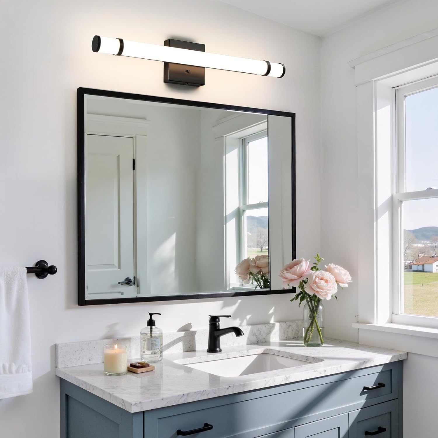 Black Bathroom Vanity Light Fixture 23 Inch 14W Dimmable 5CCT LED Vanity Lights for Bathroom Lighting Fixtures Over Mirror Bath Wall Sconce Bar