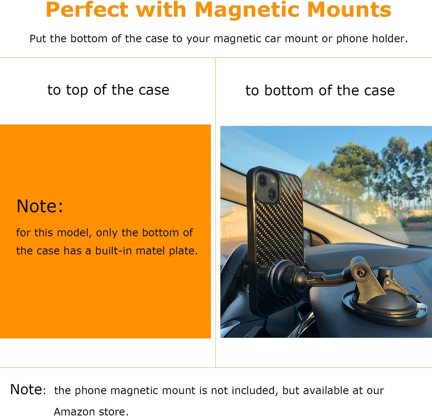 molzar Grip Series for iPhone 15 Case with Real Weave Carbon Fiber, Built-in Metal Plate for Magnetic Mount, Works with Qi-Certified Chargers, Glossy Black/Weave