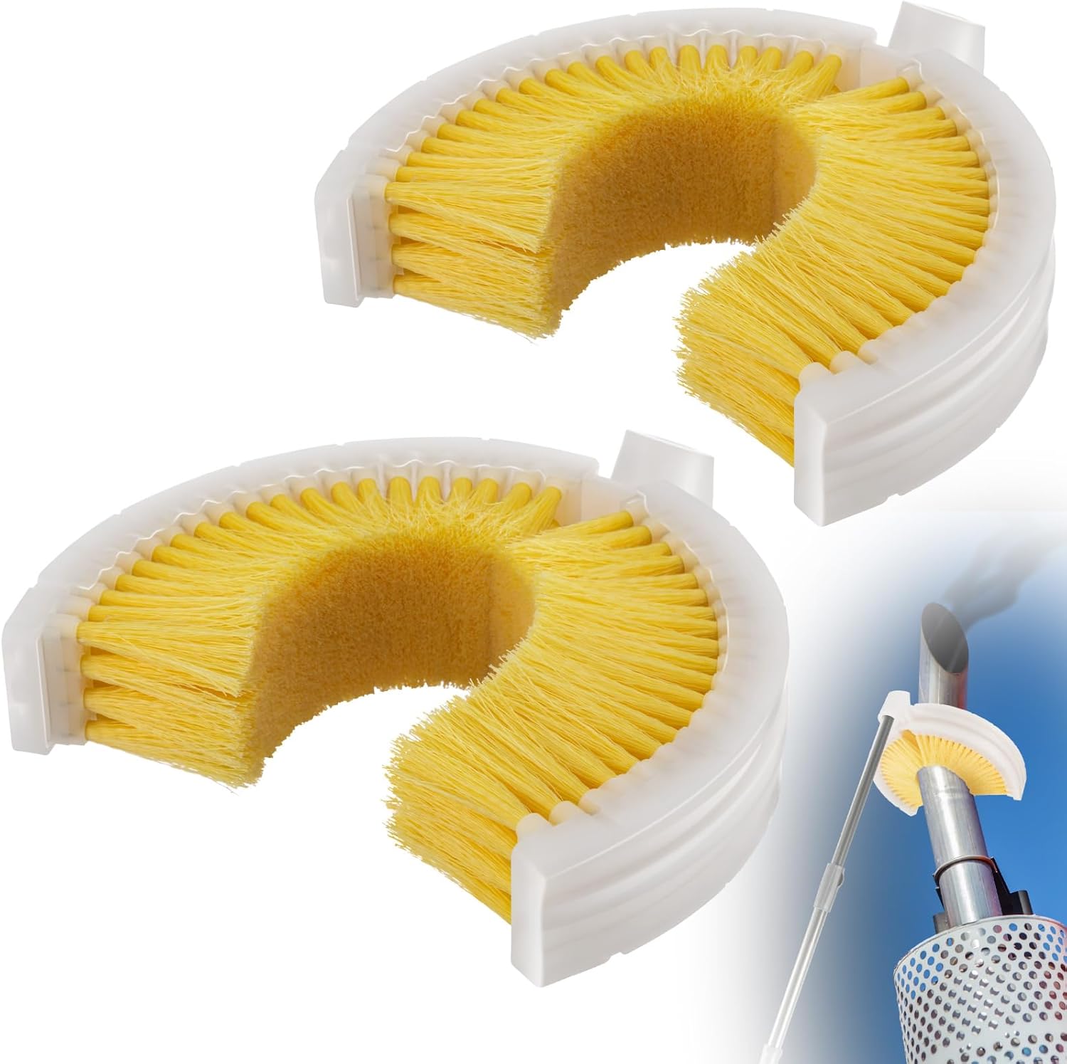 LemonRoad 2 Pcs 9'' Wash Brush for Exhaust Stack Pipes Suits 4''-6'' PVC Truck Cleaning Brush Compatible with Straight Handles/Inclined Rods for Truck Vehicle Exhaust Pipes Chimneys and Industrial
