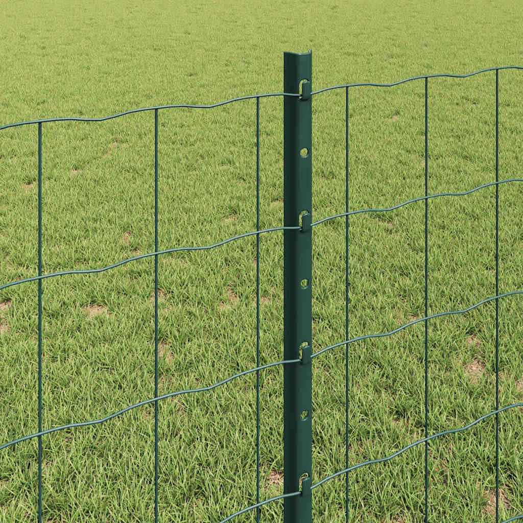 Juego de paneles de valla con postes verdes para delimitación de terrazas, diseño moderno para jardín y terraza, paneles de valla con recubrimiento en polvo como protección visual, juego con postes