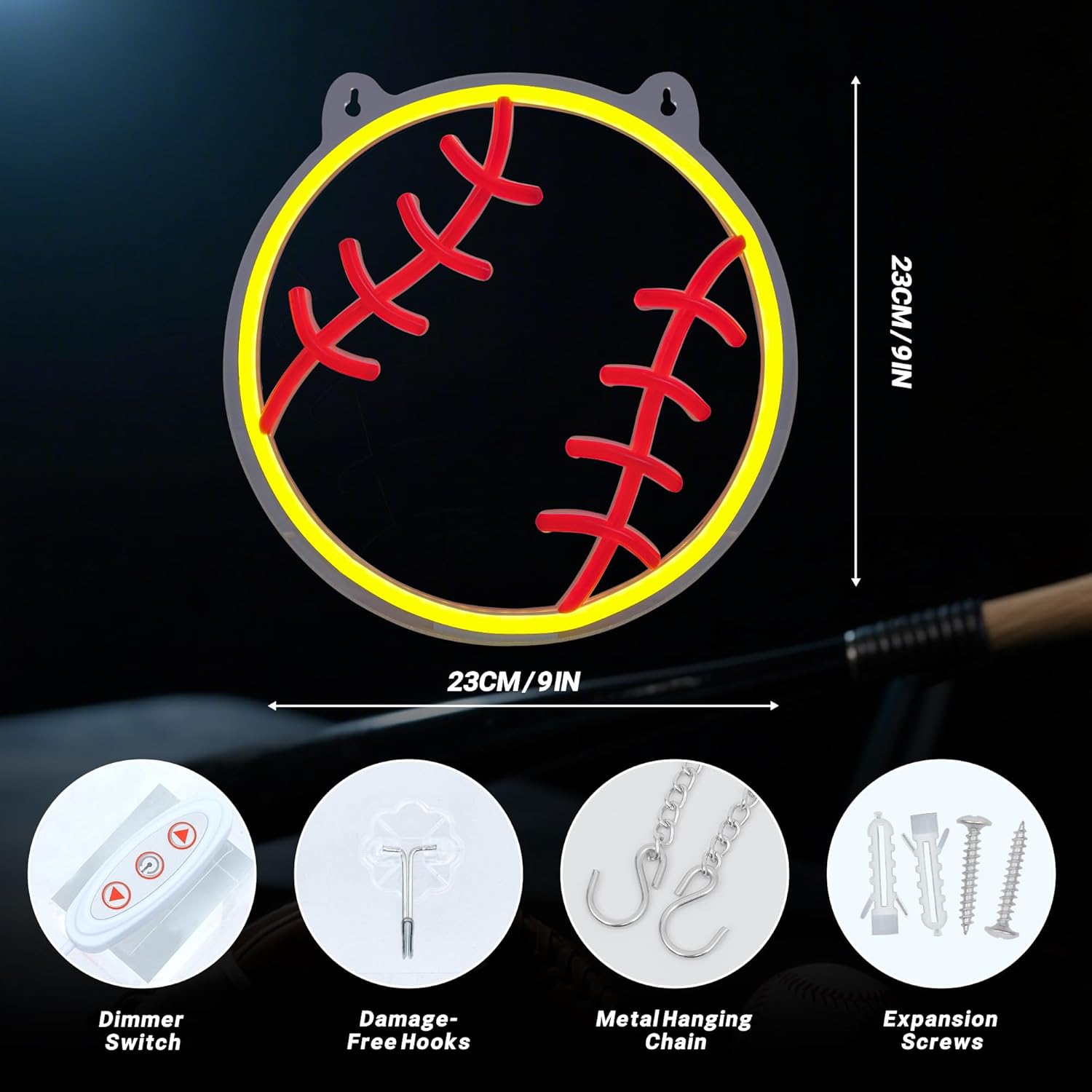 Softball Neon Sign for Wall Decor - 9x9 Inches USB Powered LED Light with Adjustable Brightness, Sports Room Decor for Girls, Perfect Softball Gifts for Mom and Fans - Image 5