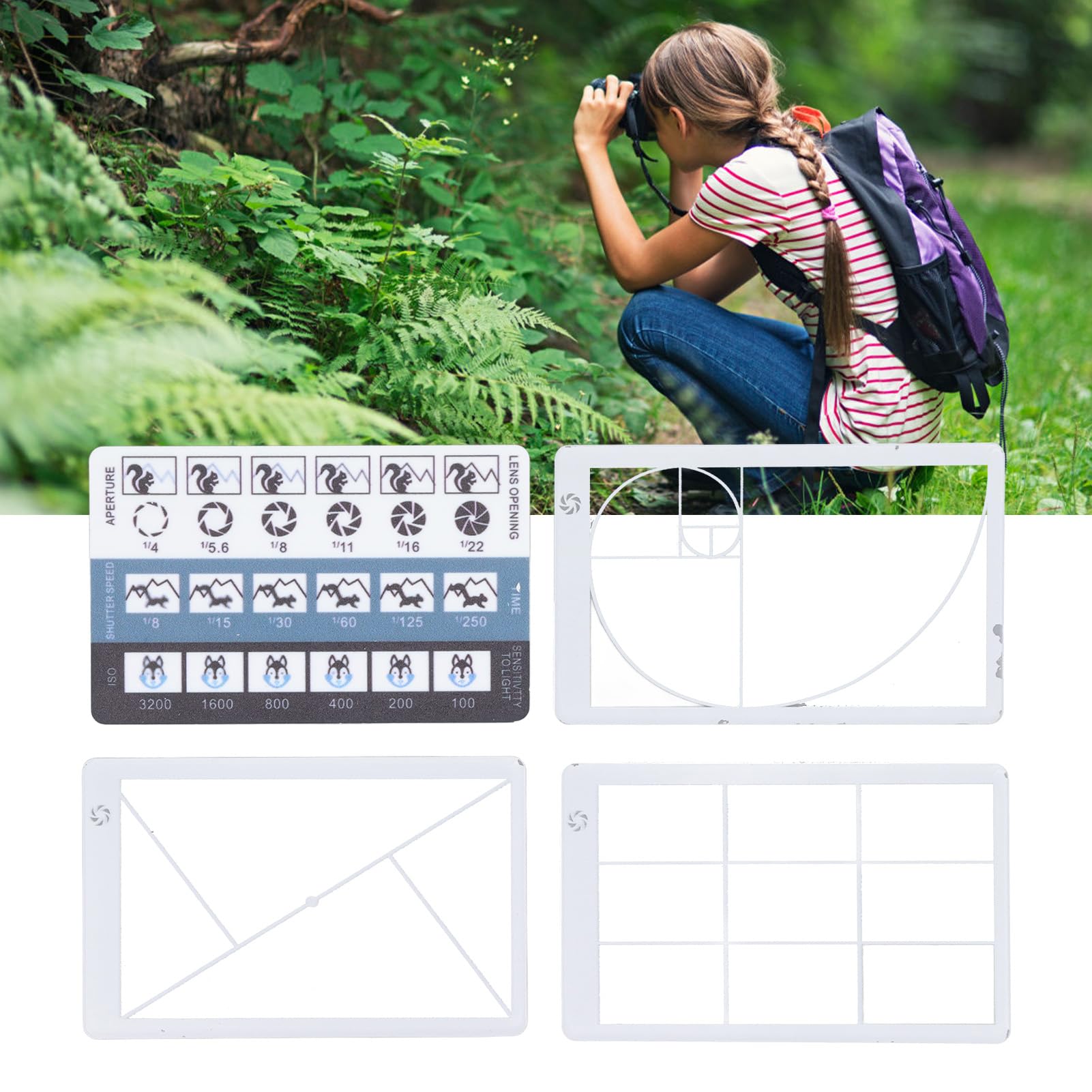 Visualizzatore di Composizione, Versatile Set di Quattro Pezzi Strumento di Composizione in Sezione Aurea per la Pittura Fotografica All'aperto