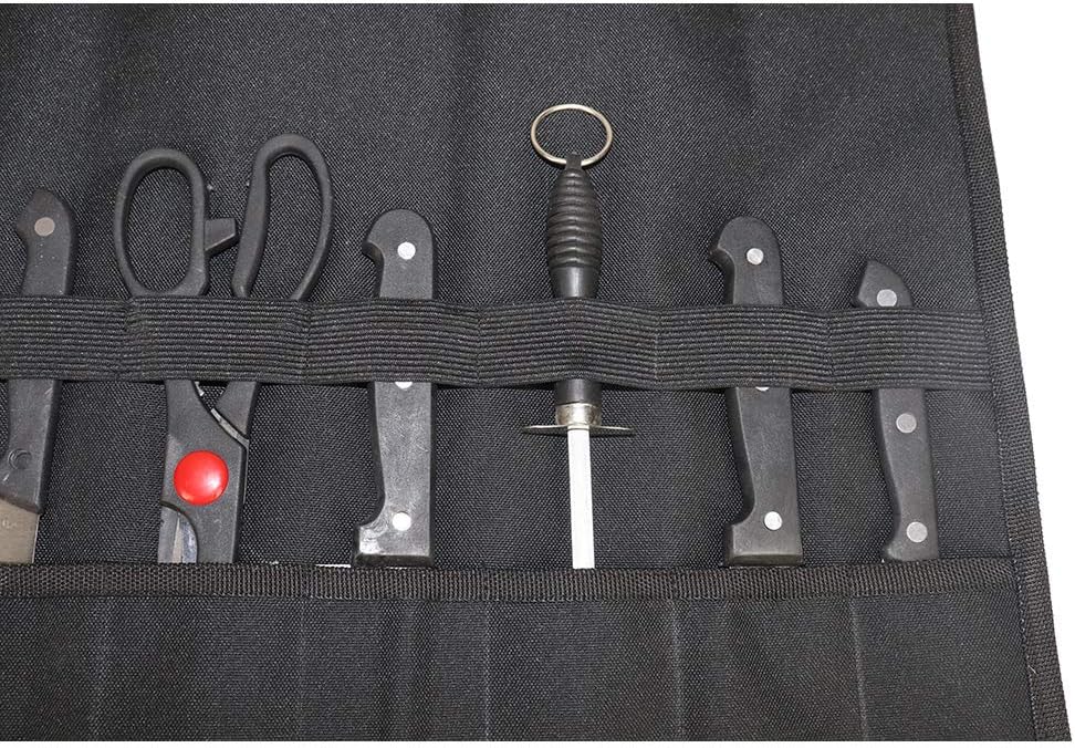 Practical Chef’s Knife Roll Bag, Heavy Duty Padded 10 Pockets Culinary Organizer Roll Case,Chef Cutlery Utensil Holder Protectors With Shoulder Straps & Carry Handles For Chefs And Students(HGJ856): Home & Kitchen