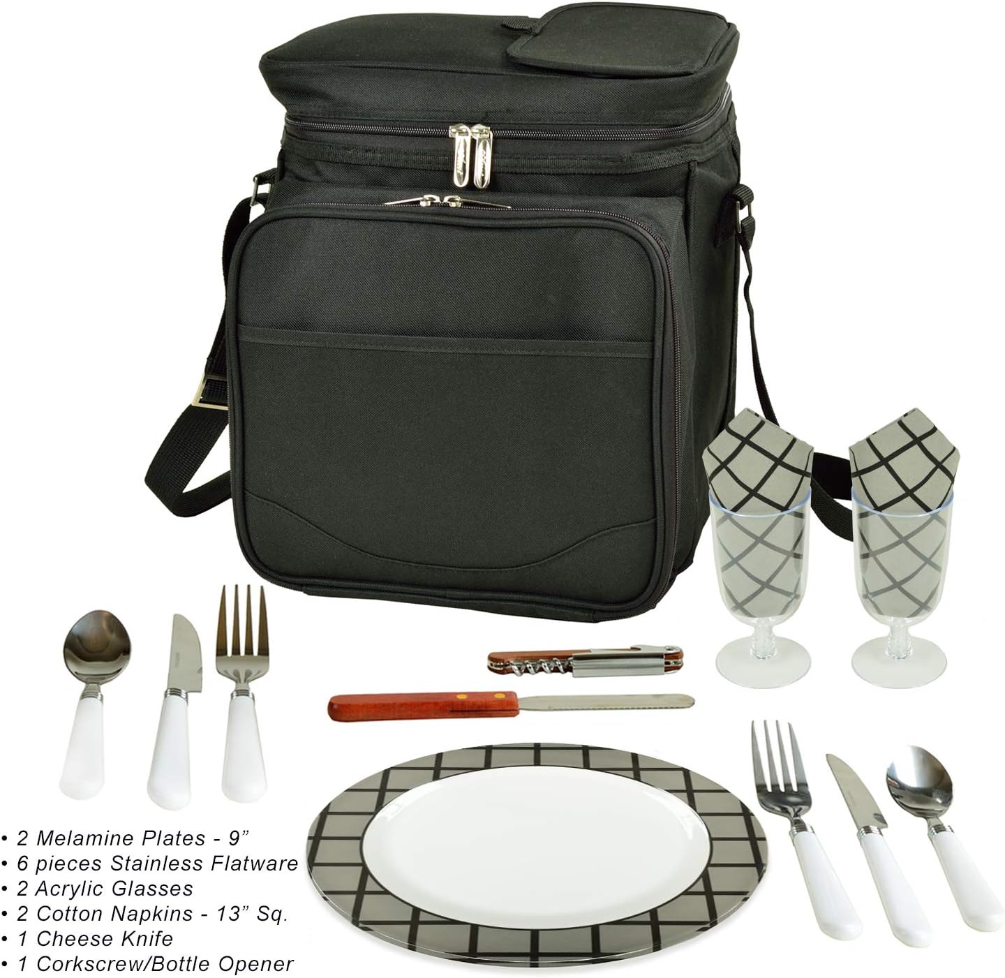 Picnic at Ascot Original Insulated Picnic Basket/Cooler Equipped with Service for 2- Designed, Assembled & Quality Approved in the USA