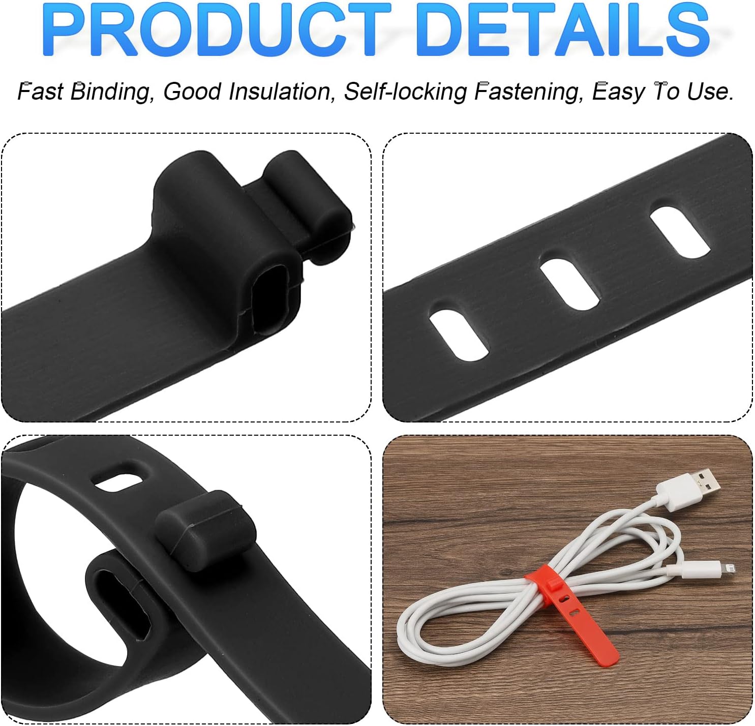 MECCANIXITY 12 Pack Reusable Cable Zip Ties 3 Hole Adjustable Fastening Wire Tie for Home Office Wire Management (Black)