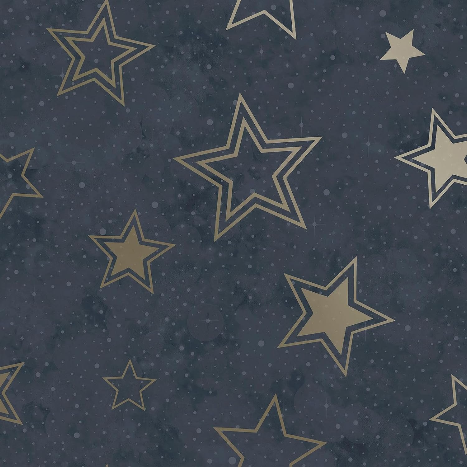Stardust Wallpaper Smooth Finish Star Themed Wallpaper with Highlights Perfect for Kids Bedroom, Feature Walls, Nurseries or Playrooms, Cute Star DesignMidnight Blue/Gold Holden 14061