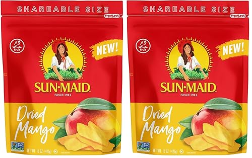 Miniatura 9 de Sun-Maid Rebanadas de mango seco, bolsa resellable de 15 onzas, endulzado con azúcar de caña, aperitivo de frutas secas para almuerzos y aperitivos