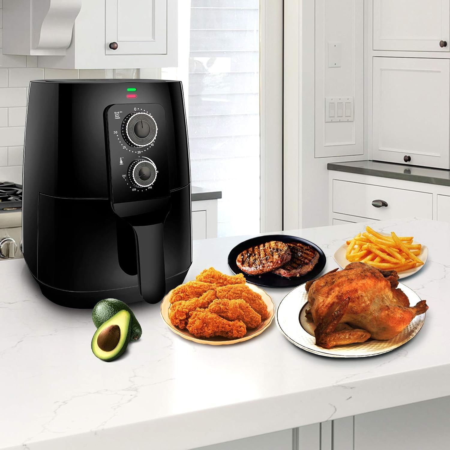 Super Cheap 🛒 KitCook Air Fryer Oven, 4.2 Quart Healthy Oil-Free Air Fryer, Electric Vegetable Air Fryer Easy Operation with Simple Knob Controls for Frying, Roasting, Grilling, Baking, Tray & Food Tong Included