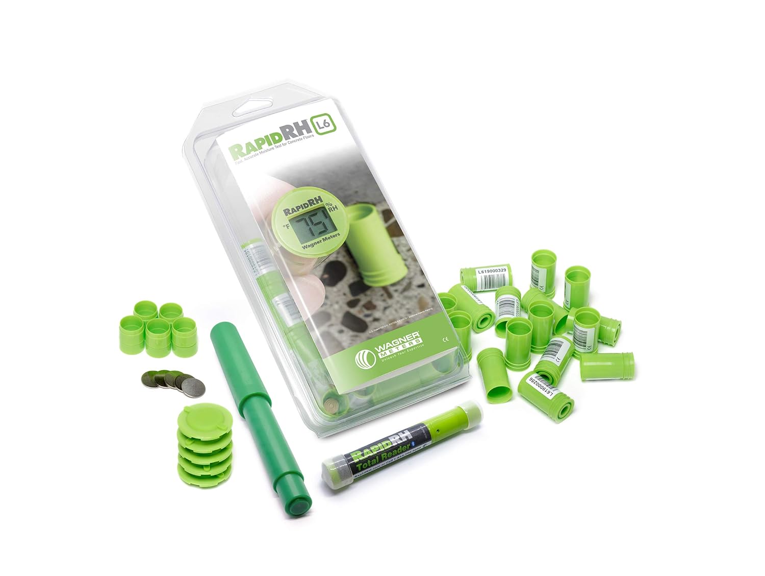 Rapid RH L6 Smart Sensor 50 Pack with Total Reader + Insertion Tool | Professional and Accurate Concrete Moisture Testing for Flooring Installers | ASTM F2170 Compliant (Fahrenheit)