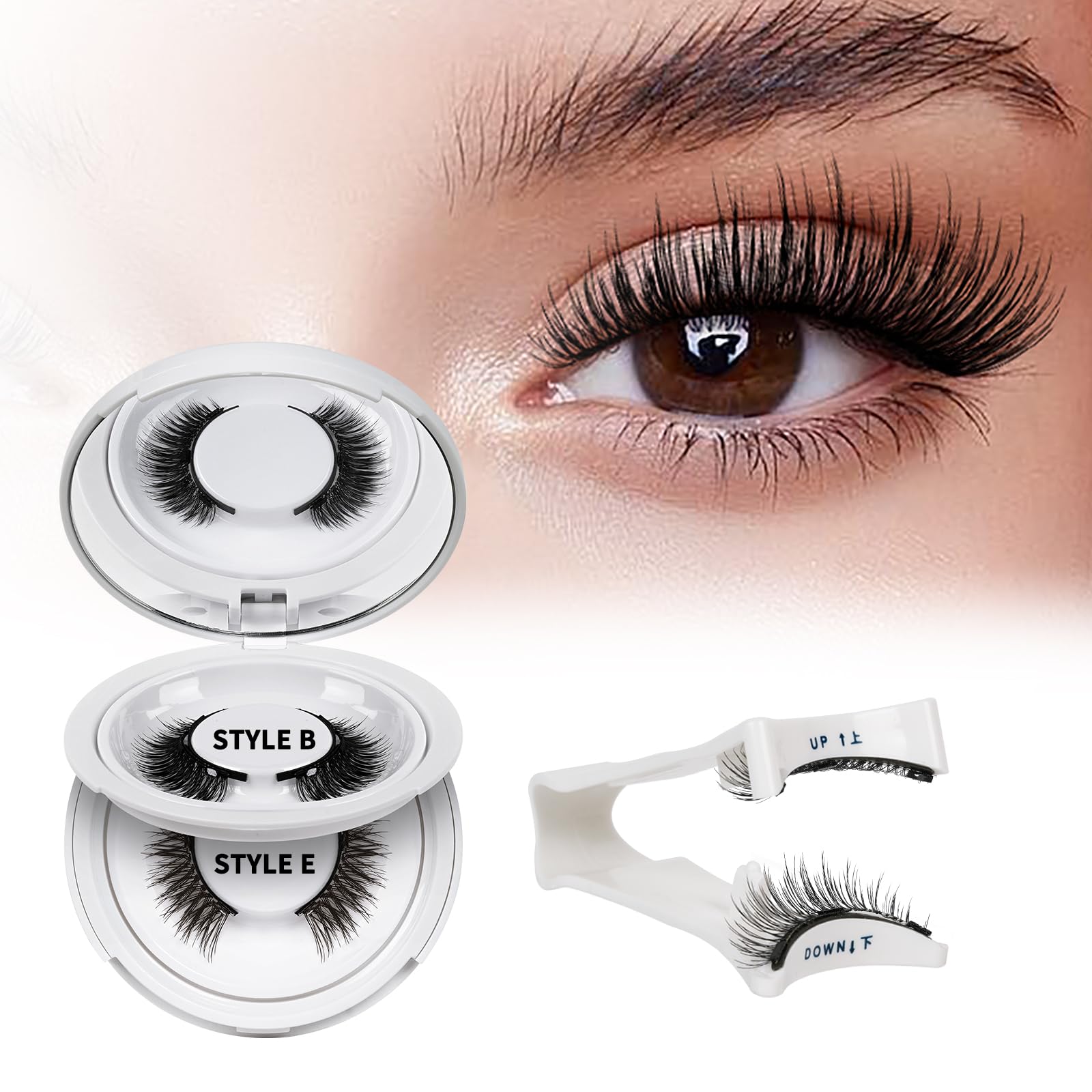 QUEWEL 2 Pair Magnetic Eyelashes Reusable Magnetic Eyelashes with Applicator No Glue Needed Eyelashes Natural Look Lash Clusters Kit Easy to Wear and