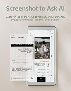 قارئ ورق AiPaper C مقاس 6.13 بوصة من VIWOODS مع شاشة ملونة، جهاز قارئ حبر إلكتروني مع إضاءة دافئة وباردة قابلة للتعديل، رفيع للغاية وخفيف الوزن، مدمج بالذكاء الاصطناعي، سعة تخزين 128 جيجابايت