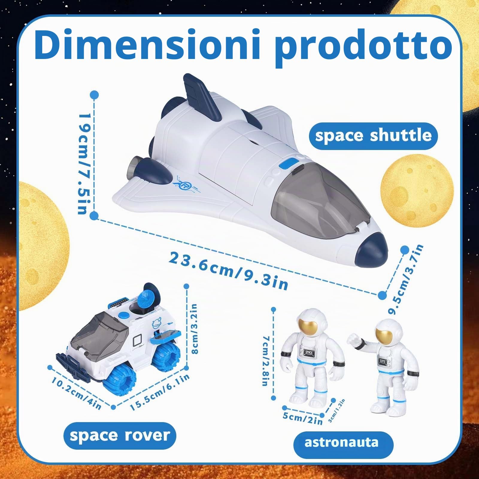 Space Shuttle - Razzo Giocattolo Spaziale per Bambini e Ragazzi, Giocattolo Educativo Scientifico con Astronauti Figure (Blu)
