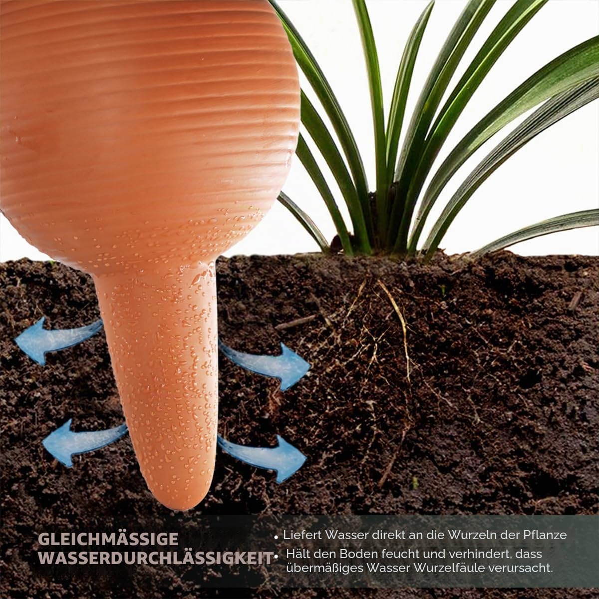 TerraCotta Pflanzen-Bewässerungsstäbe, automatische Pflanzenbewässerungskugeln-Geräte, 400 ml Wasserspender mit Korkstopfen für Topfpflanzen, selbstbewässernde Spikes für Außen- und
