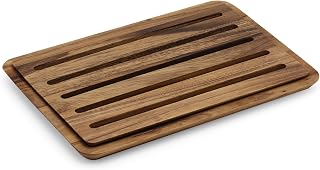 Ironwood Gourmet Acacia Wood Nesting Bread Cutting Board with Crumb Catcher - 10.25x14.75 Mess-Free Slicing Tray