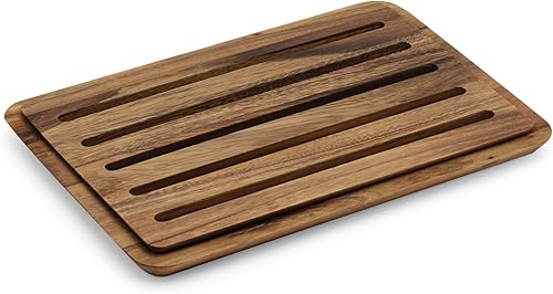 Ironwood Gourmet Tabla de pan anidada con recogedor de migas, 10.25 x 14.75 x 0.75 pulgadas