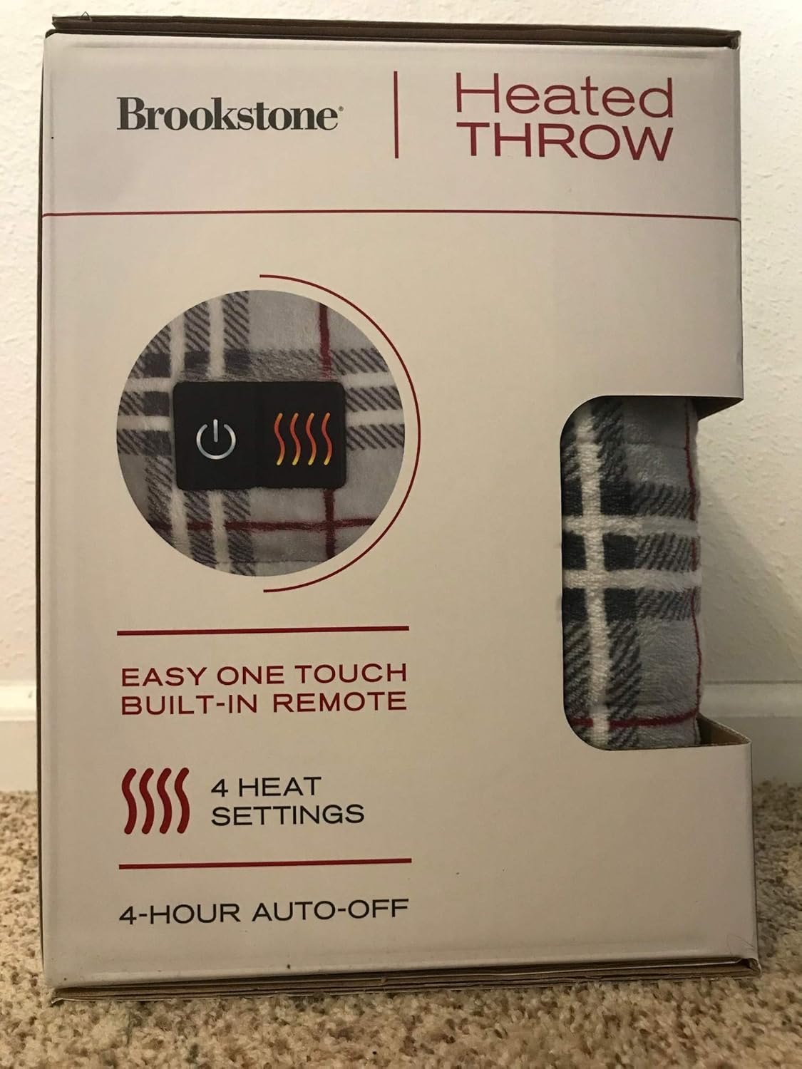 Heated blanket controller with power button and heat settings