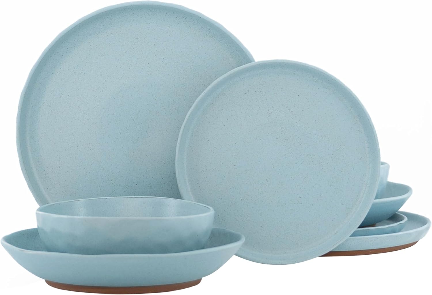 Reactive Glaze Stoneware Dinnerware Set Service for 2, 8 Piece Ceramic Plates and Bowls with Deep Pasta Bowls, Chip Resistant, Microwave & Dishwasher Safe