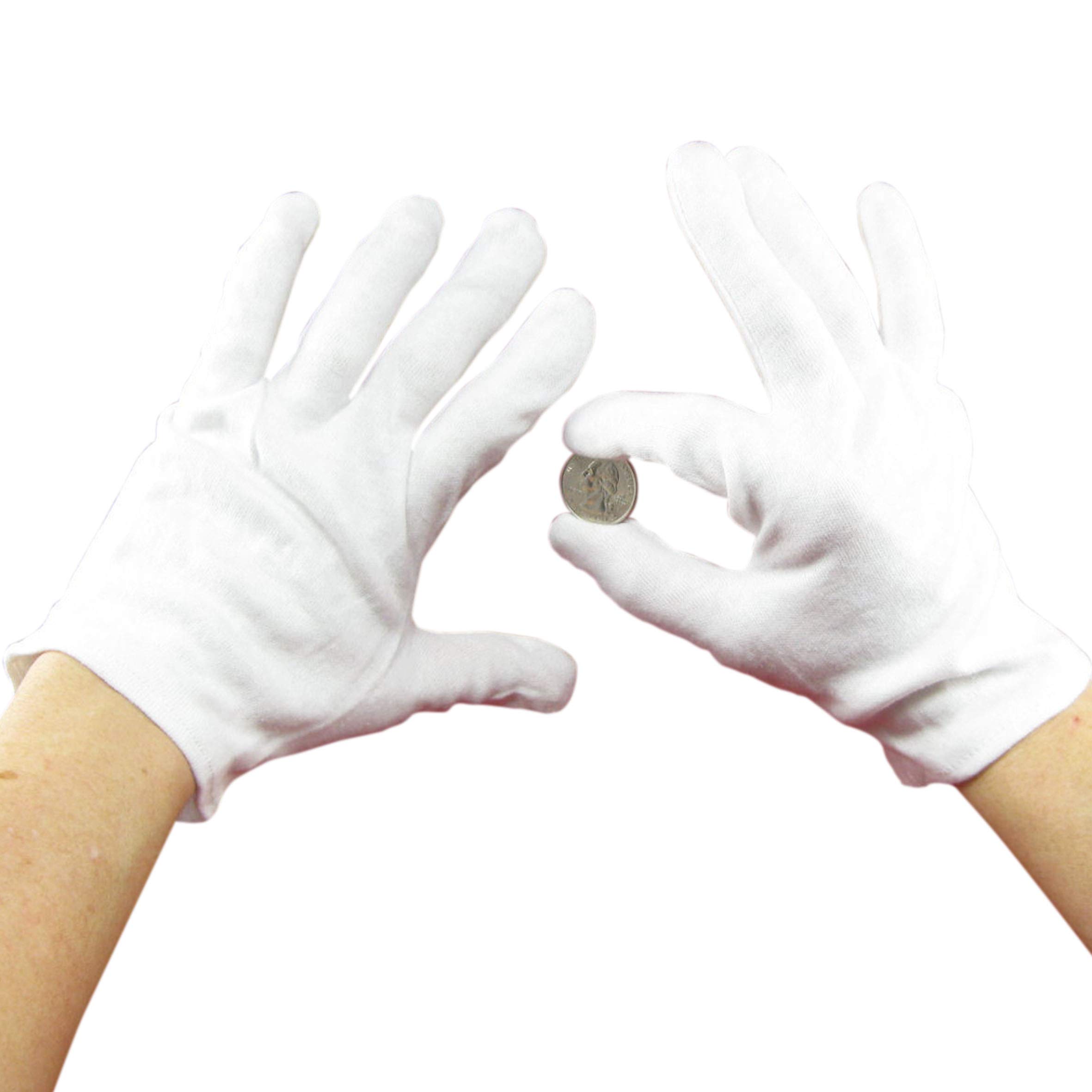 Galapagoz White Cotton Inspection Gloves for avoiding fingerprints for Handling (br) Jewelry Coins and Collectibles Women 12 pair
