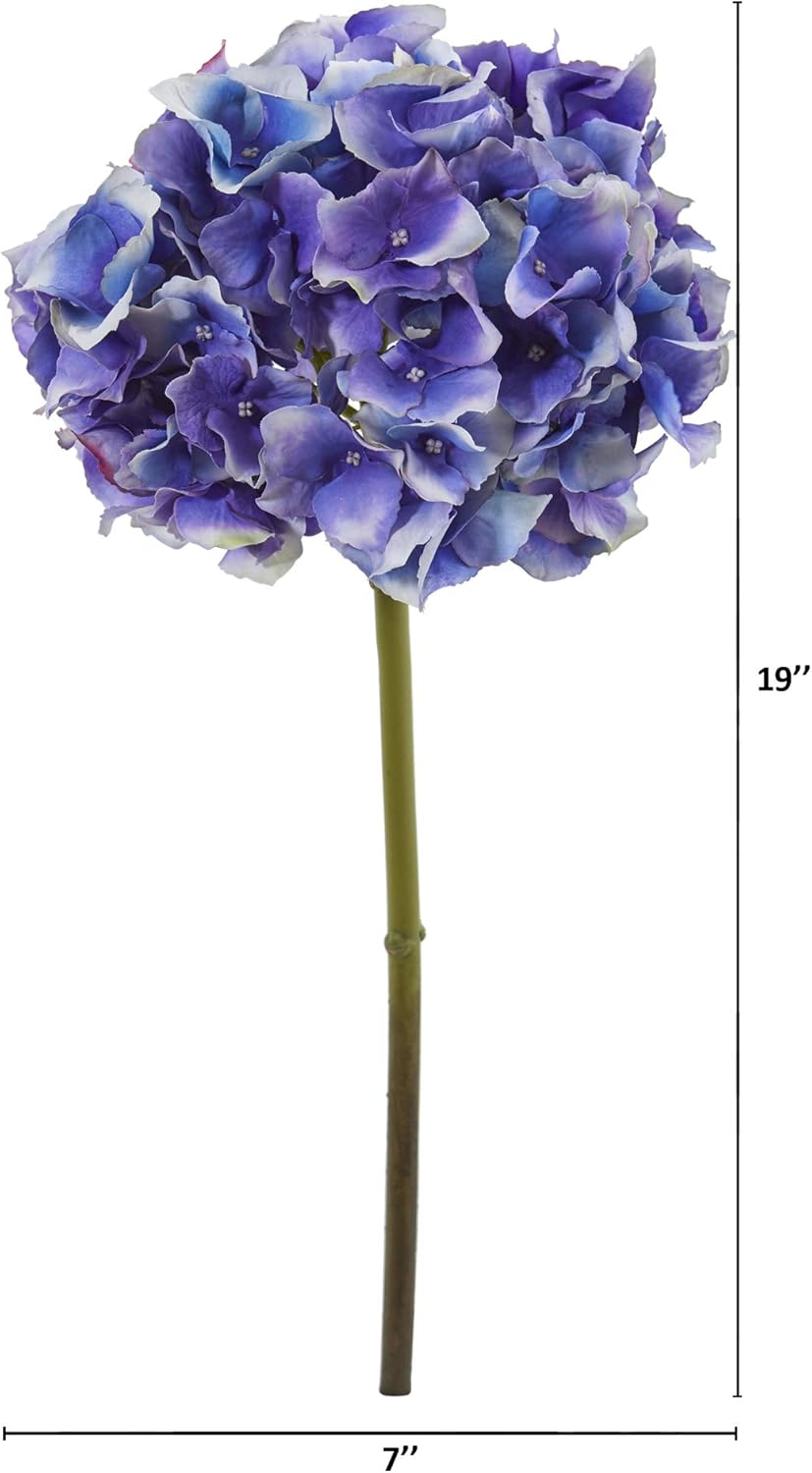 Nearly Natural 19in. Hydrangea Artificial (Set of 6) Silk Flowers, Light Purple