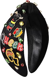 Juneteenth Headbands for Women African Knotted Headband Black History Wide Top Knot Headbands Embellished Rhinestone Crystal Headband Africa Independence Day Hair Accessories Party Gifts (Pattern D)