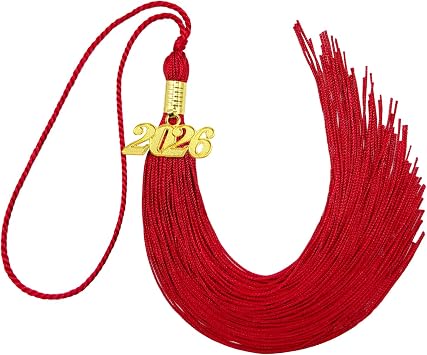 2026 Graduation Tassel, Red Tassel for Graduation Cap with 2026 Year Gold Charm for Graduation Ceremony Tassel Accessories