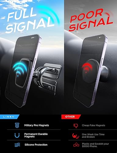 Miniatura 6 de LISEN Soporte magnético para teléfono de automóvil [Enjoy Never Fall], se adapta a superficies curvas magnéticas para el tablero de instrumentos de