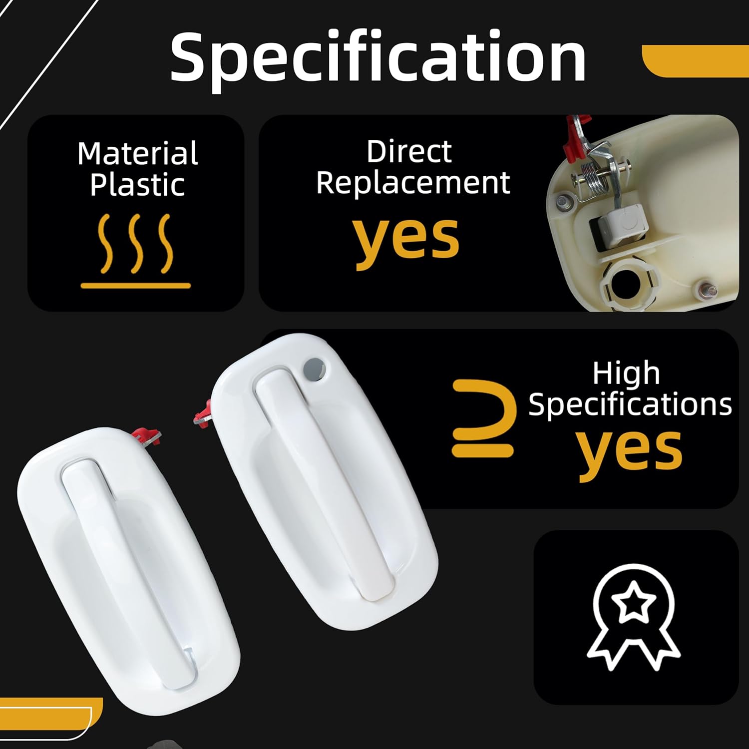 4Pcs Olympic White Exterior Door Handle Fit for Chevrolet Silverado for Avalanche for Suburban for Tahoe, for Sierra for Yukon Fit for Cadillac Escalade, Outside Door Handles GM1310129