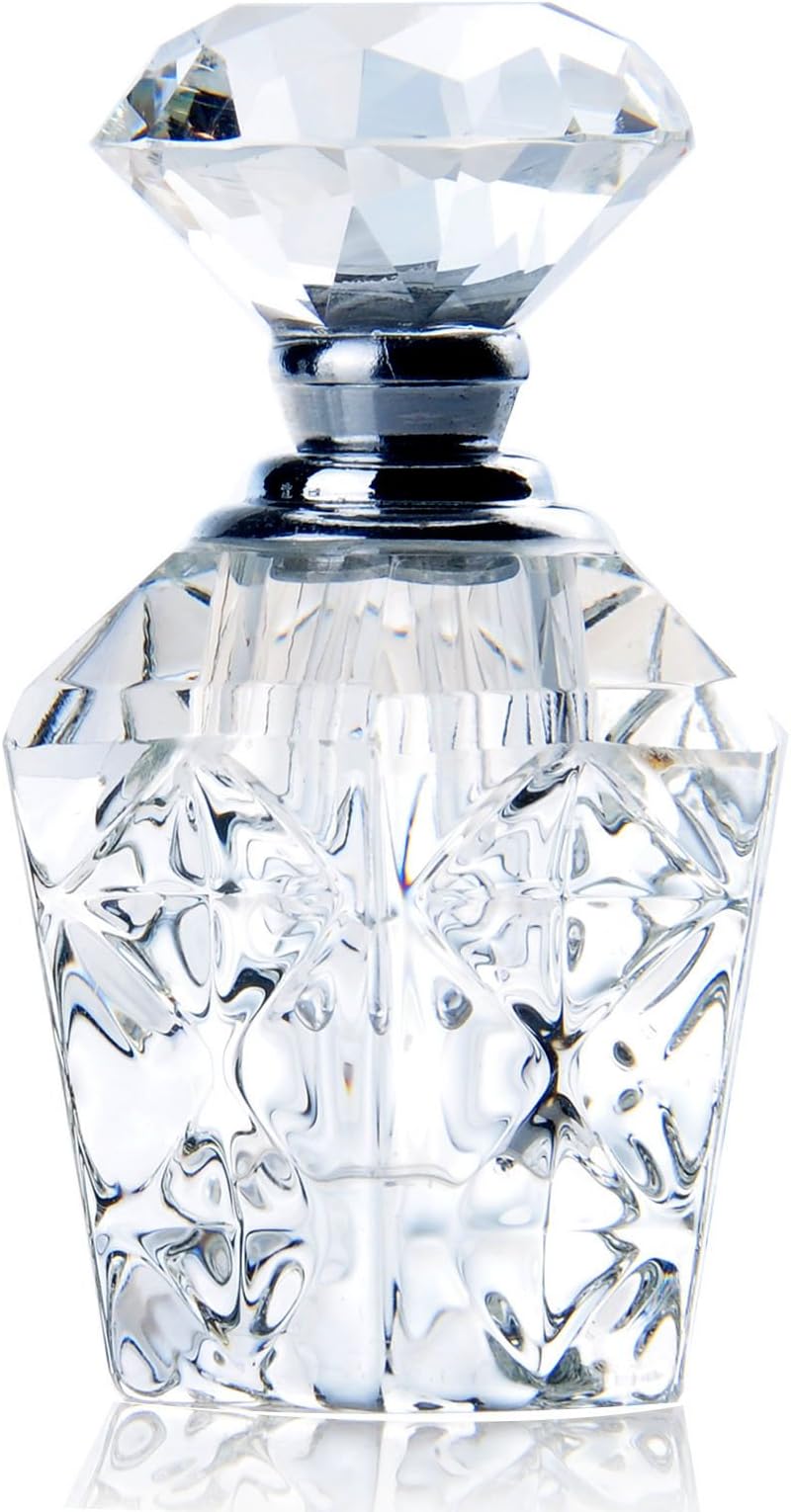 H&D HYALINE & DORA Clear Art Carved Crystal Empty Mini Refillable Perfume Bottle