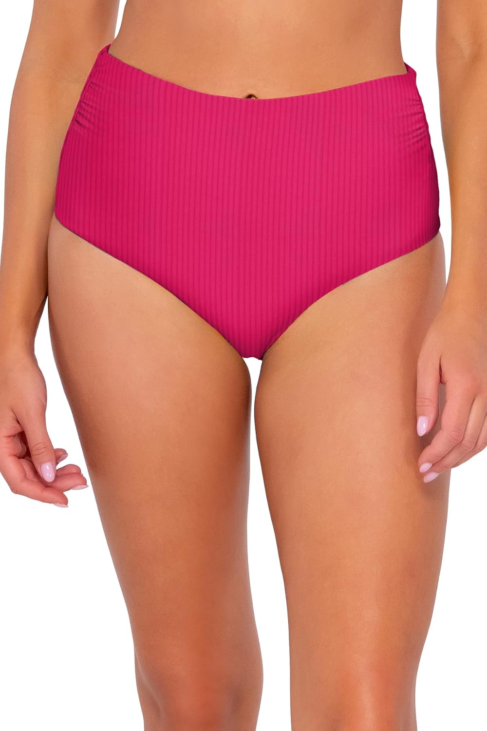 Sunsets Capri High Waist Women's Swimsuit Bikini Bottom in Ribbed Fabric
