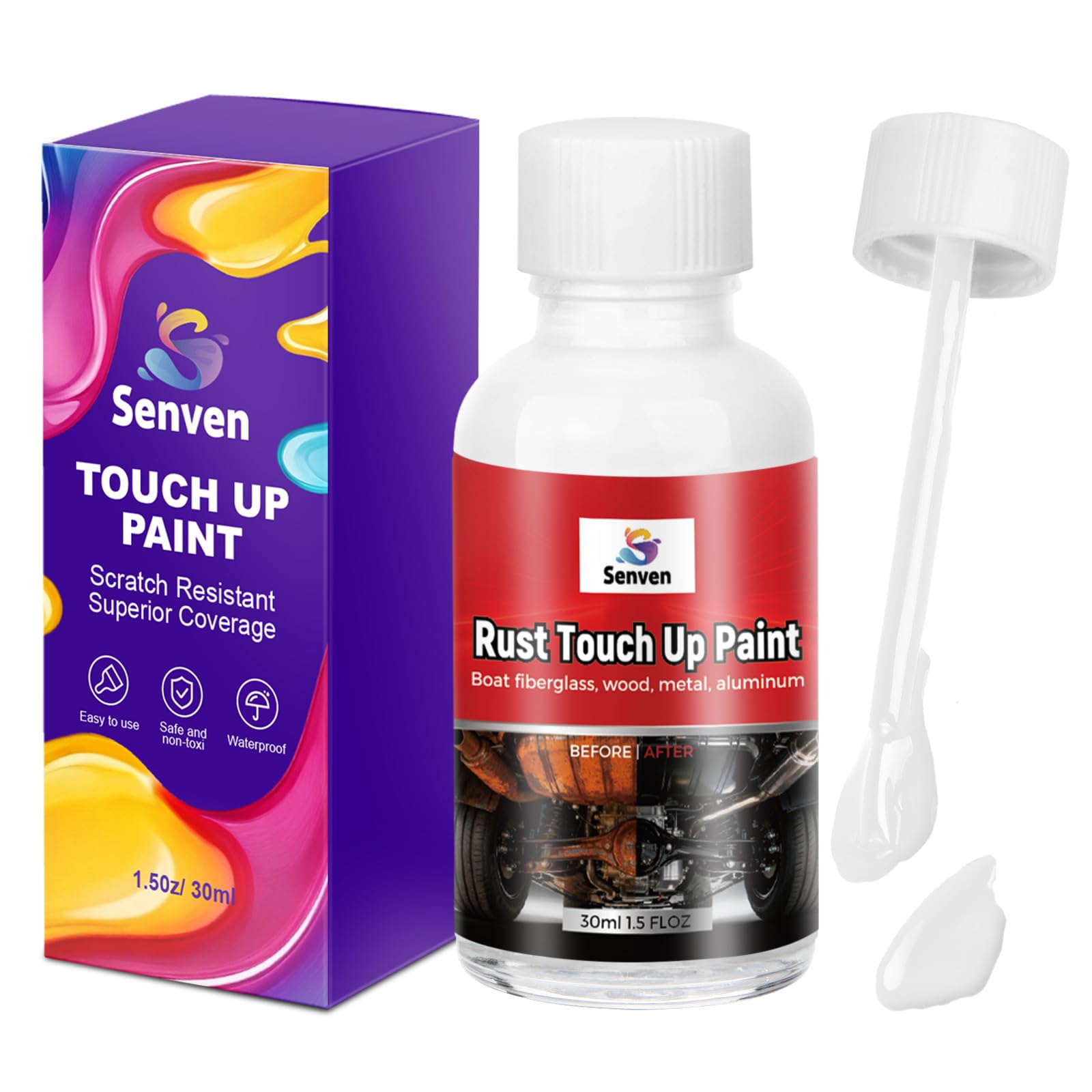 White Touch Up Paint Rust White Paints High Heat Resistant, Multi Surface Acrylic Enamel Touch Up Paint Pen Scratch Repair for Rust Metal,Walls,Cabinets,Appliances,Wood,Door,Furniture,Enamel, 30ml