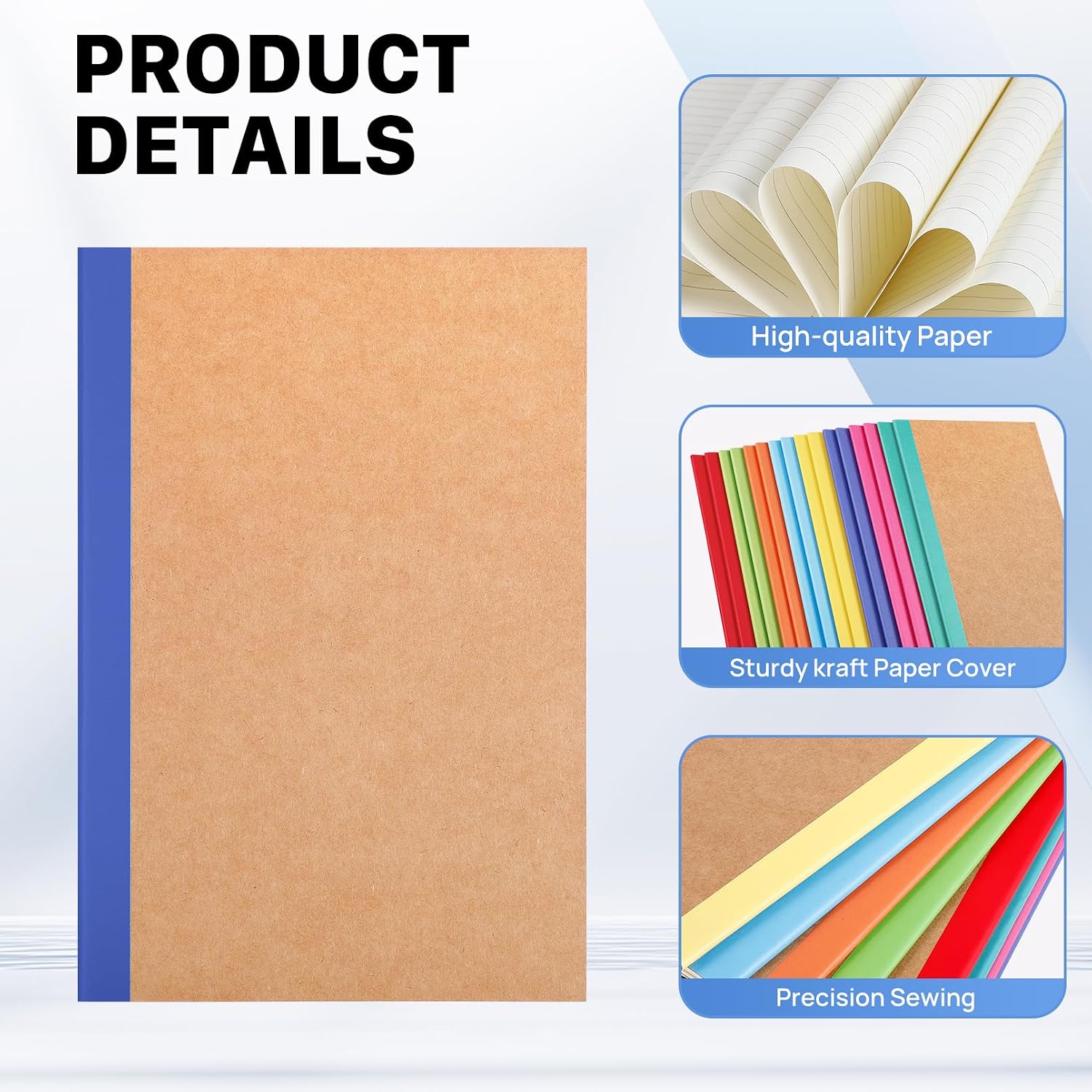 80 Pack Composition Notebooks Bulk, 8.3 "X 5.5" College Ruled Lined Notebooks, Kraft Cover Notebook Journals with Rainbow Spines, Composition Notepad for Home Office Supplies, A5, 8 Colors