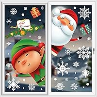 Vista 2 de 146 calcomanías navideñas de copo de nieve para ventanas, adhesivos de ventana de Navidad, calcomanías de Navidad de doble cara, Papá Noel, elfo